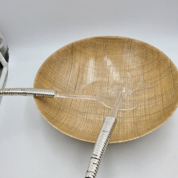 Vintage Mid Century Thermo-Temp 3 Piece Salad Set 12" Bowl Utensils Fiberglass - Picture 2 of 10